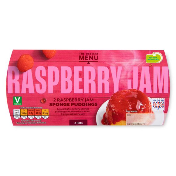 Raspberry Jam Sponge Puddings 2x110g The Dessert Menu